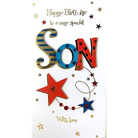 Very Special Son Happy Birthday with Love 3D Hand Finished Greeting Card by Talking Pictures