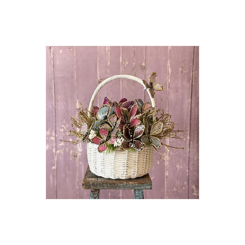 Holiday Tree Easter Capiz Butterfly Basket Arrangement – Elegant Centerpiece