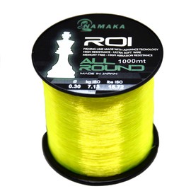 Namaka® ROI Fluorocarbon Coating Fishing Line All Round MT 1000 Diameter 0.20 to 0.80 (Diameter 0.45 mm - 14.95 kg - 1000 m, Monofilament ROI Yellow)