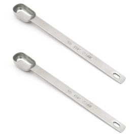 BERYLER 2 PCS 1/2 Teaspoon(1/6 Tbsp | 1/2 Tsp | 2.5 mL | 2.5 cc | 1/16 oz) Single Measuring Spoon, Stainless Steel Individual Spoons, Long Handle Spoons Only