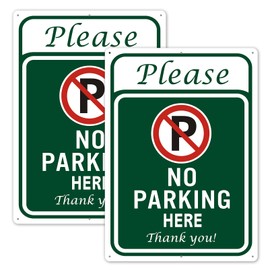 Clotide 2 Pack No Parking Here Sign, 10" x 14" Aluminum Private Property Sign, UV Resistant, Scratch, Waterproof and Weatherproof