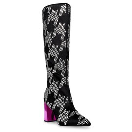 Betsey Johnson Women's Naomy Knee High Boot, Black/Silver, 10