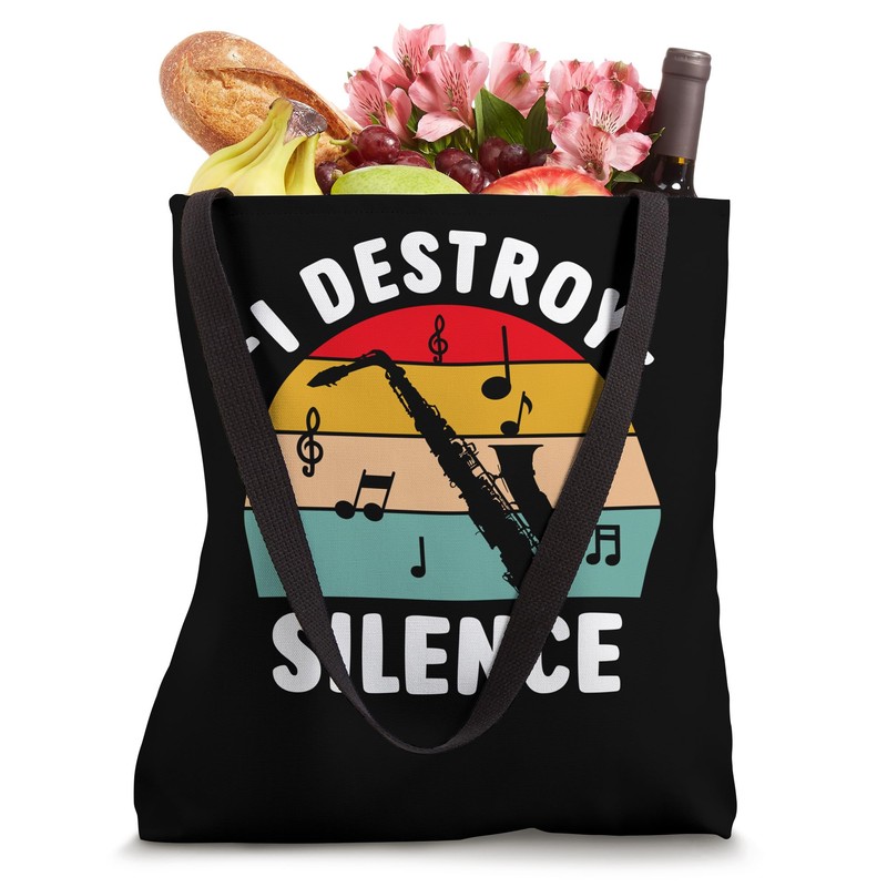 I Destroy Silence Saxophone Notes Tote Bag