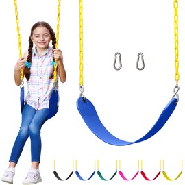Jungle Gym Kingdom Swing for Outdoor Swing Set - Pack of 1 Swing Seat Replacement Kit with Heavy Duty Chains - Backyard Swingset Playground Accessories for Kids (Blue)