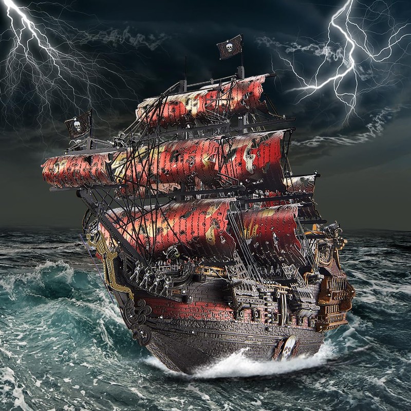 Piececool 3D Metal Puzzles for Adults, Red Queen Anne's Revenge