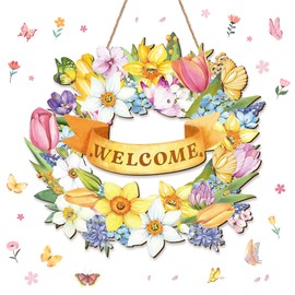 St. Patrick's Day Shamrock Door Sign, 11.5" Shamrocks Welcome Sign for Front Door Spring Rustic for Happy St. Patrick's Day Party Front Door Wall Home Decorations with Rope Outdoor Indoor Decor