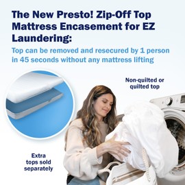 CleanRest Presto! Zip-Off Quilted Top Mattress Encasement – Hypoallergenic, Waterproof, Bed Bug Proof Protector – Full