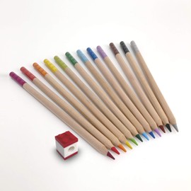 IQ LEGO Pack of 12 Colouring Pencils with Pencil Topper (52064), 2 x 2 LEGO Stone Attachment, 12 Bright Colours, Compatible with LEGO Stationery System, from 6 Years, 12 Colouring Pencils