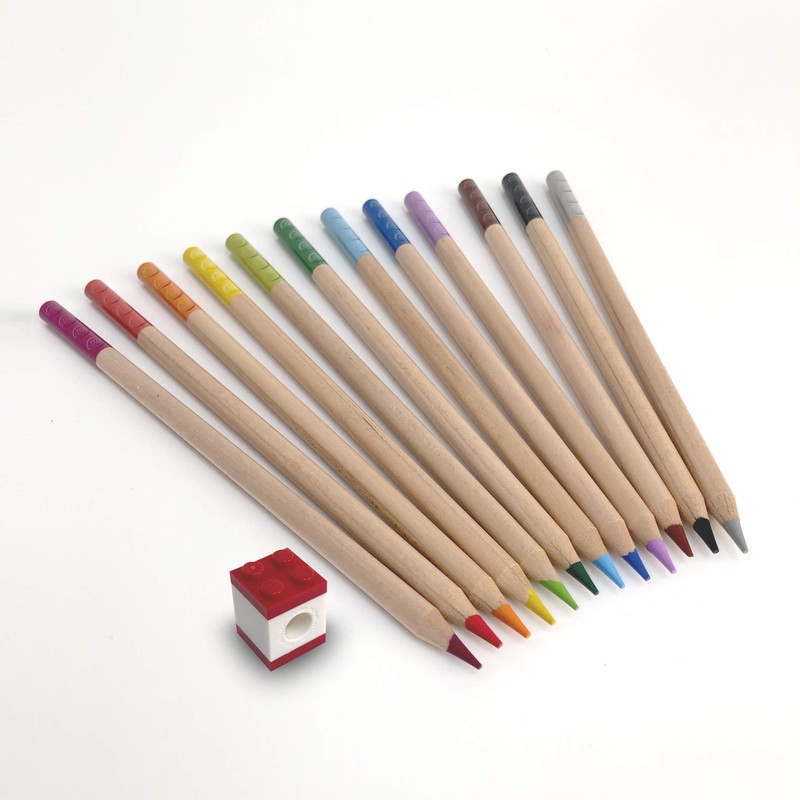 IQ LEGO Pack of 12 Colouring Pencils with Pencil Topper