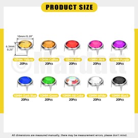 Mardatt 200Pcs Rhinestone Stud Refills, Assorted Colors Bedazzler Refills Rhinestones Studs Bedazzler Rhinestones Refills Rhinestones Press Studs for DIY Crafts (10mm)