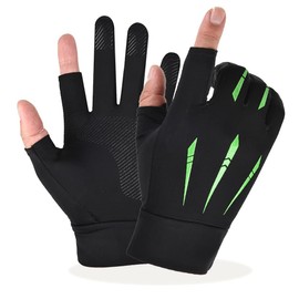 SCOLORKI Men's Gloves for Spring and Summer, Cooling Gloves, Thin, UV Protection, Sunscreen, Cut 2 Fingers, Anti-Slip, Smartphone Operation, Stretch, Quick Drying, Fishing, Cycle Gloves, Driving,