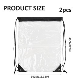 Shengxi Transparent Drawstring Backpack 2 Pcs Swim Bagsports Drawstring Bag Cinch Sack Clear PVC Drawstring Bags for Women Men Sports Fitness