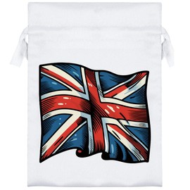 Azeeda 18cm 'Waving Union Jack Flag' Satin Drawstring Bag/Pouch (SB00100394)