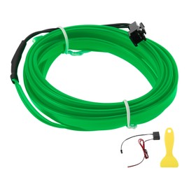 X AUTOHAUX 2m EL Wire Cable LED Glow String Light Car Interior Lighting Strip Flexible Neon Light for Car Decoration Wiring Driver(12v) Green