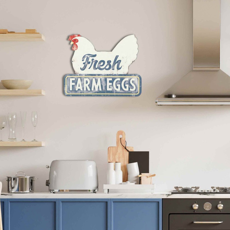 Fresh Farm Eggs Metal Sign - Vintage Farmhouse Kitchen Sign