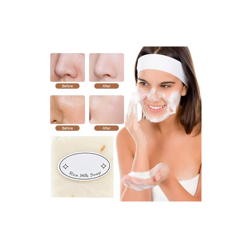 Barra Jabón Arroz 3pcs 65g Limpiador Antiácaros Exfoliante Natural Cuerpo