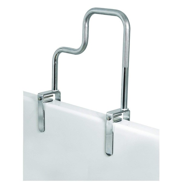 Carex Tri-Grip Bathtub Rail with Chrome Finish - Bathtub Grab Bar Safety Bar For Seniors and Handicap - For Assistance Getting In and Out of Tub, Easy to Install on Most Tubs