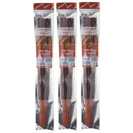 3 - Aroma Fusion 19"" Jumbo Hand Dipped Incense 10-Stick Packs - Sandalwood Scent, Green, AF19CH3