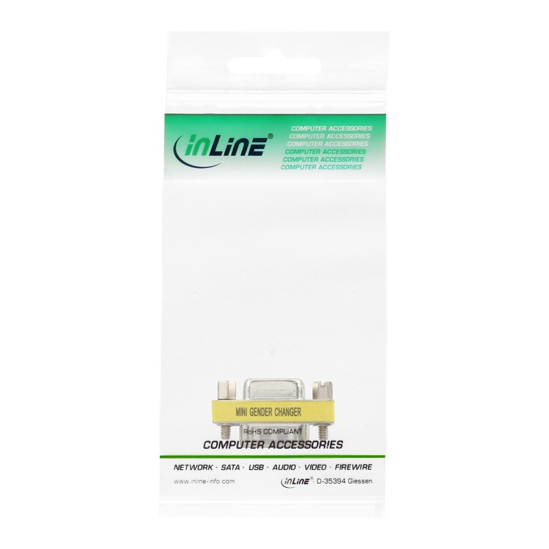 InLine® Mini Gender Changer Adapter HD15 Male – HD15 Female