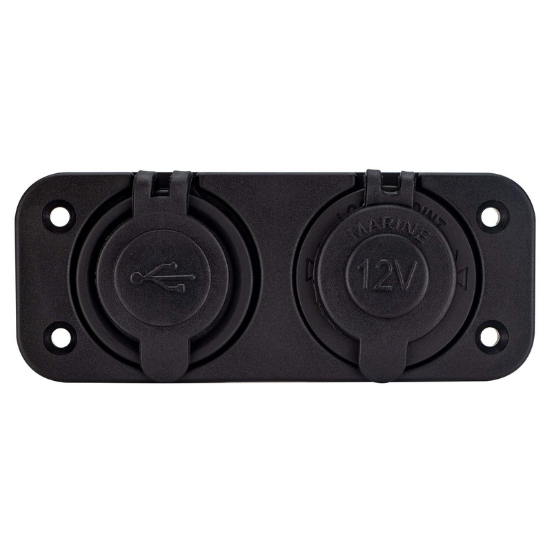 Marine Grade RV Dual USB & 12V Power Socket (2