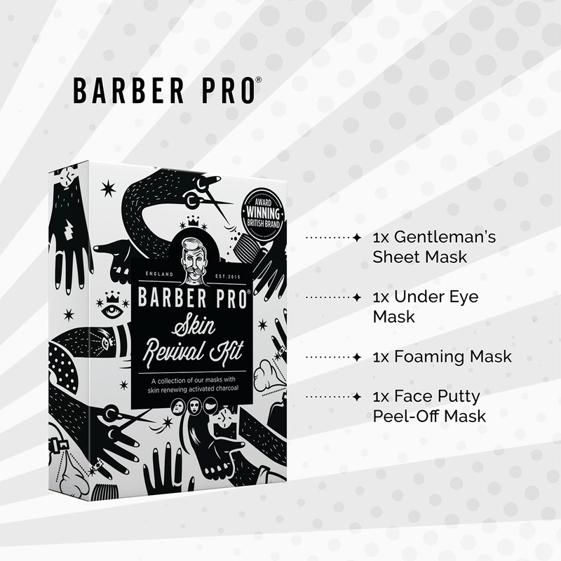 BARBER PRO Skin Revival Mens Pamper Kit 4-in-1 Under Eye