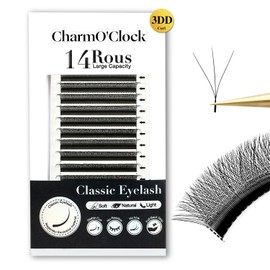 CharmO'clock 3D Volume Lash Extensions D Curl 8-16mm Mixed Length Premium Cashmere Lashes Super Matte Black Finish For Professional Lash Techs(3D D 8-16mm)