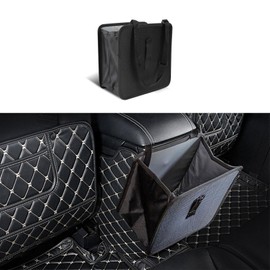 HEVLE Foldable Car Trash Can, Hanging Waterproof Leakproof Trash Can Storage Bag for Car with 3 Gallons Large Capacity, Car Storage Bag Organizer Universal Car Interior Accessories for Car (Medium)