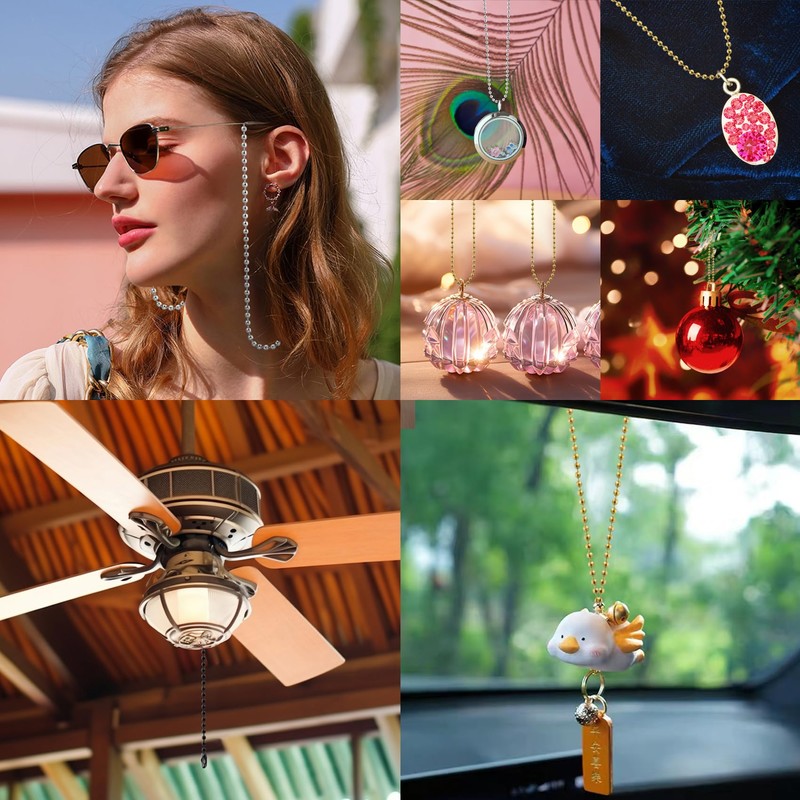 Topacket 66Feet Ball Bead Chain Black Stainless Steel Dog Tag