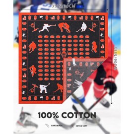 AWAYTR Cotton Bandana for Men Women - 22 IN Square Ball Games Scarf for Sport Bandanna Handkerchief Cowboy Hanky (Ice hockey (Black+Red))
