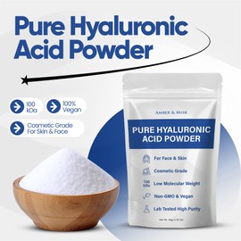 Pure Hyaluronic Acid Powder for Skin & Face - Cosmetic Grade, Low Molecular Weight, DIY Serums for Deep Penetration and Organic Skin & Body Hydration, Acido Hialuronico en Polvo, Includes Scoop (50g)