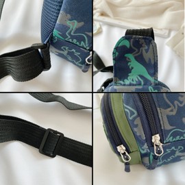 Belt Bag Boys Belt Bag Children Belt Bag Adjustable for Everyday School Travel Party Sports (Blue with Green, Dinosaur), Blue with green, Universal