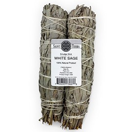 Saint Terra - Extra Large White Sage Smudge Stick (8 Inches Long) Pack of 2