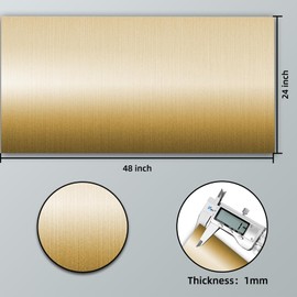 ZYJT Gold Wood Veneer, Brushed Aluminum Laminate 24" x 48" Non Glued Flexible Durable PVC Wood Veneer Sheets Panels for DIY Table Cabinet Furniture Decorative