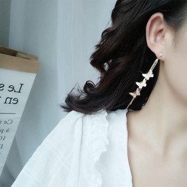 Allereya Vintage Butterfly Dangle Earrings Long Tassel Earrings Tiny Crystal Stud Earrings Gold Butterfly Drop Earrings Jewellery for Women and Girls