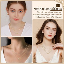 Women's Gold Plated Chain with Pendant, Stacked Choker Necklaces, Dainty Chain, Necklace Set, Y Necklace with Pendant, Gold Layered Necklace, Chain for Women and Girls, Pack of 3, Copper