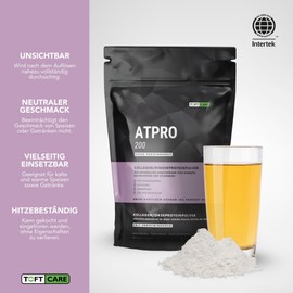 TOFT CARE ATPRO 200 | Hydrolysiertes Eiweiss Protein Pulver | Protein Pulver Neutral für Heiß- und Kaltgetränke | Neutrales Proteinpulver für Muskelerholung & Energie | 500g