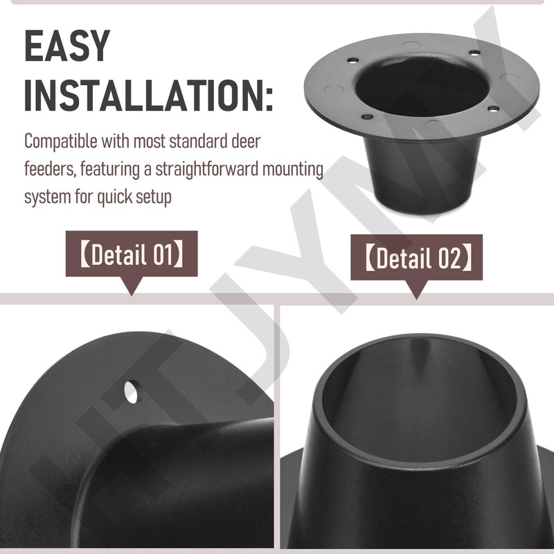2 Drop Funnel for Deer Feeder, 2 Pack - Black,