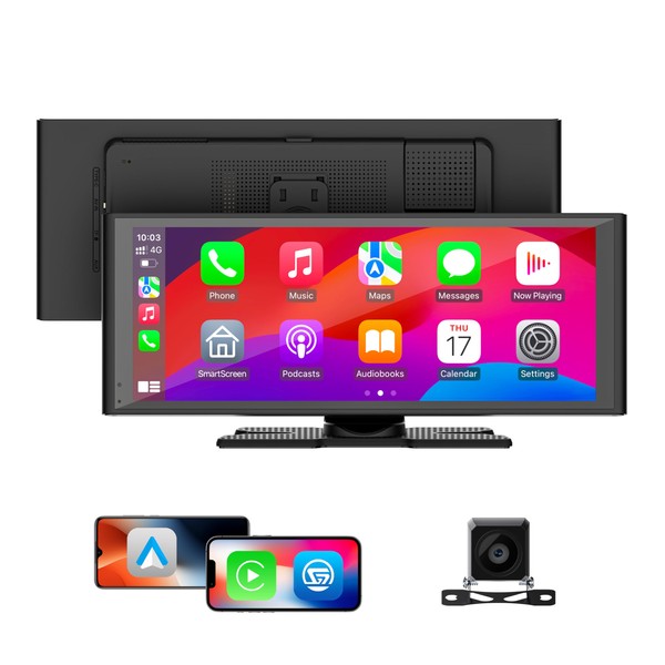 XBAY Portable Apple Carplay Screen for Car, 10.26" Wireless Android