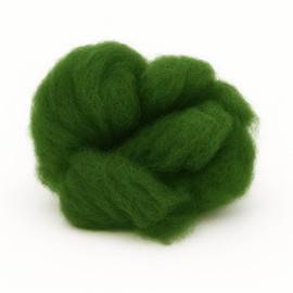 Carded Merino Wool Roving 50g – Natural Fiber for Felting, Spinning, Stuffing, Crafts – Blue, Brown, Orange Color Options – Soft Wool for Needle Felting, Wet Felting, DIY Projects, Fiber Art (Green)