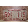 Vintage 1980 ALABAMA License Plate Antique Car Tag