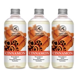 Cinnamon Reed Diffuser Refill - 3x17oz - Fresh & Long Lasting Fragrance - with Natural Essential Cinnamon Oil - Best for Aromatherapy - Home - Office - Fitness Club - Restaurant - Boutique