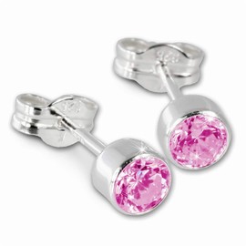SilberDream Ohrringe 5mm für Damen 925 Silber Ohrstecker Zirkonia pink SDO503P Silber Ohrstecker