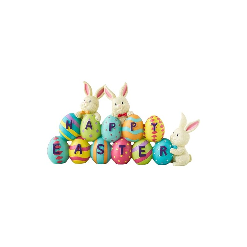 Soulnioi Bunny and Egg Figurine Centerpiece Decoration Easter Tabletop Decoration