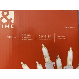 Place & Time White Christmas Lights - White Wire - 100 Count- Indoor/outdoor