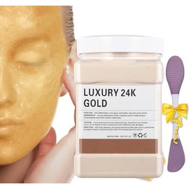 Jelly Mask Powder Para Faciales,24K Gold Jelly Masks Para Faciales Profesionales, Mascarilla De Goma Despeable, Anti Envejecimiento, Hidratante,...   