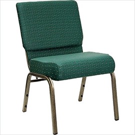 21'' Extra Wide Green Dot Stacking HERCULES Church Chair with 4'' Thick Seat - Gold Vein Frame