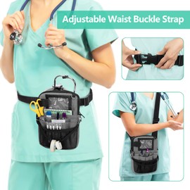 Trunab Nurse Fanny Pack with Tape Holder and Multiple Compartments, Vet Nurse Pouch with Adjustable Waist Strap, Utility Nurse Waist Bag for Stethoscopes, Scissors and Other Medical Supplies, Grey