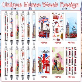 Luvart London Ballpoint Pens Set - 36 Pcs London Souvenirs Gifts from UK London Travel Ballpoint Pens United Kingdom Bus Soldier Retractable Ball Point Pen Gift for Office School Traveler Supplies
