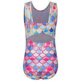 BAOHULU Gymnastics Leotards for Girls Shiny Jewels Kids Athletic Apperal Dance Outfit B382_PinkBlueScale_6A