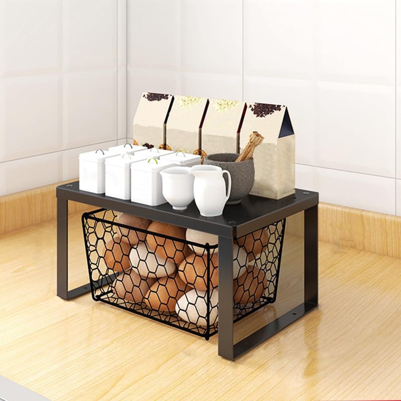 LIYIVNAA Stackable Cabinet Shelf Organizer Counter Storage Spice Rack Metal